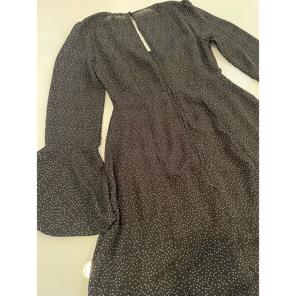 Charlotte Russe A-Line Polka Dot Dress Size S Black Flare Sleeve - Picture 6 of 6